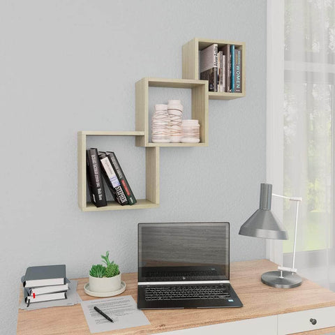 Cube Wall Shelves Sonoma Oak Chipboard