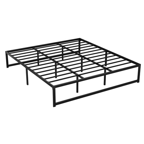 D/K/Q Size Metal Platform Bed Frame with Mattress - Black