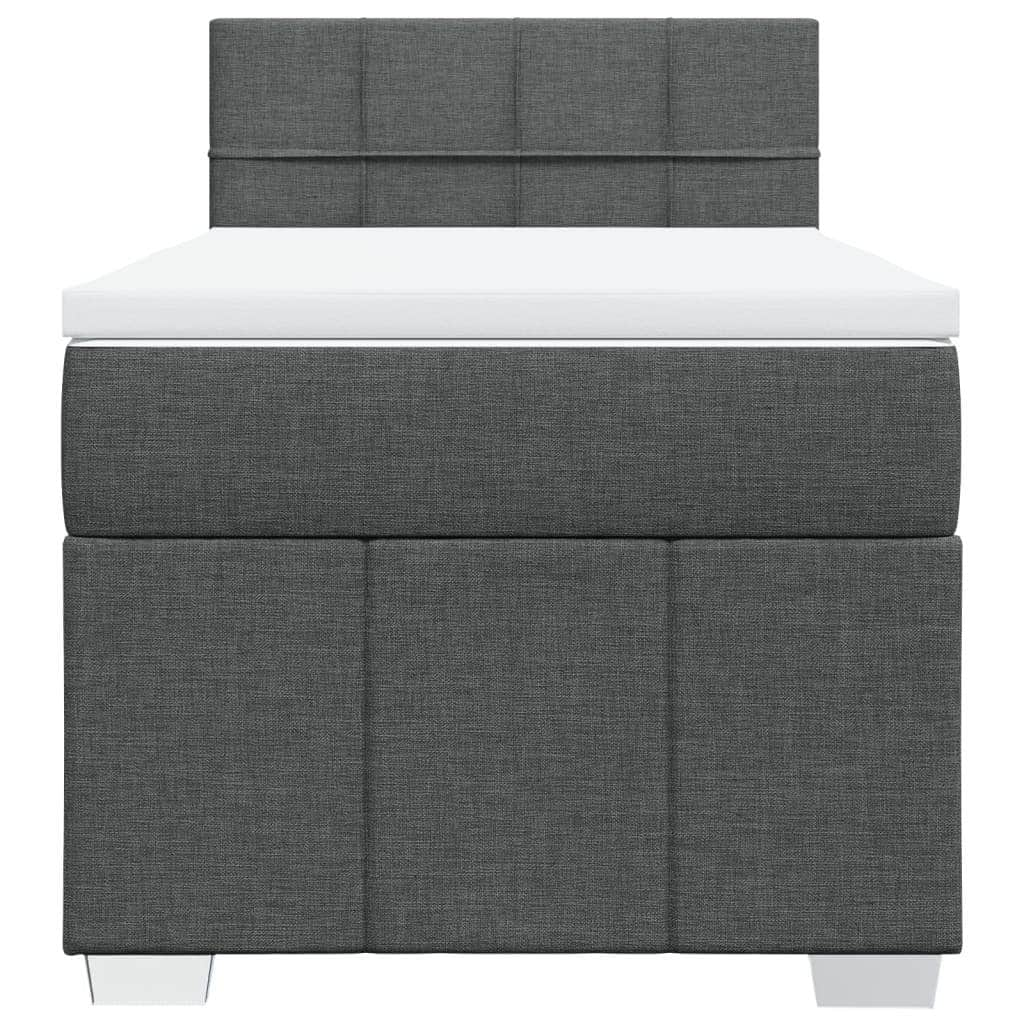 Dark Grey King Single Box Spring Bed with Mattress – Elegant Fabric