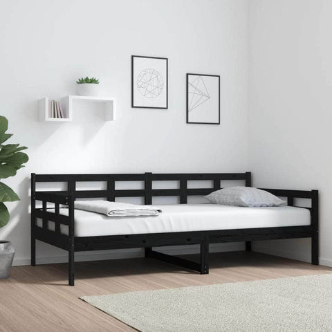 Day Bed Black Solid Wood Pine  Single Size