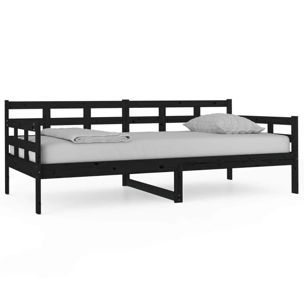 Day Bed Black Solid Wood Pine  Single Size