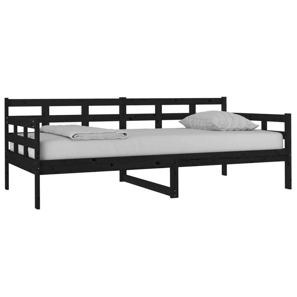 Day Bed Black Solid Wood Pine  Single Size