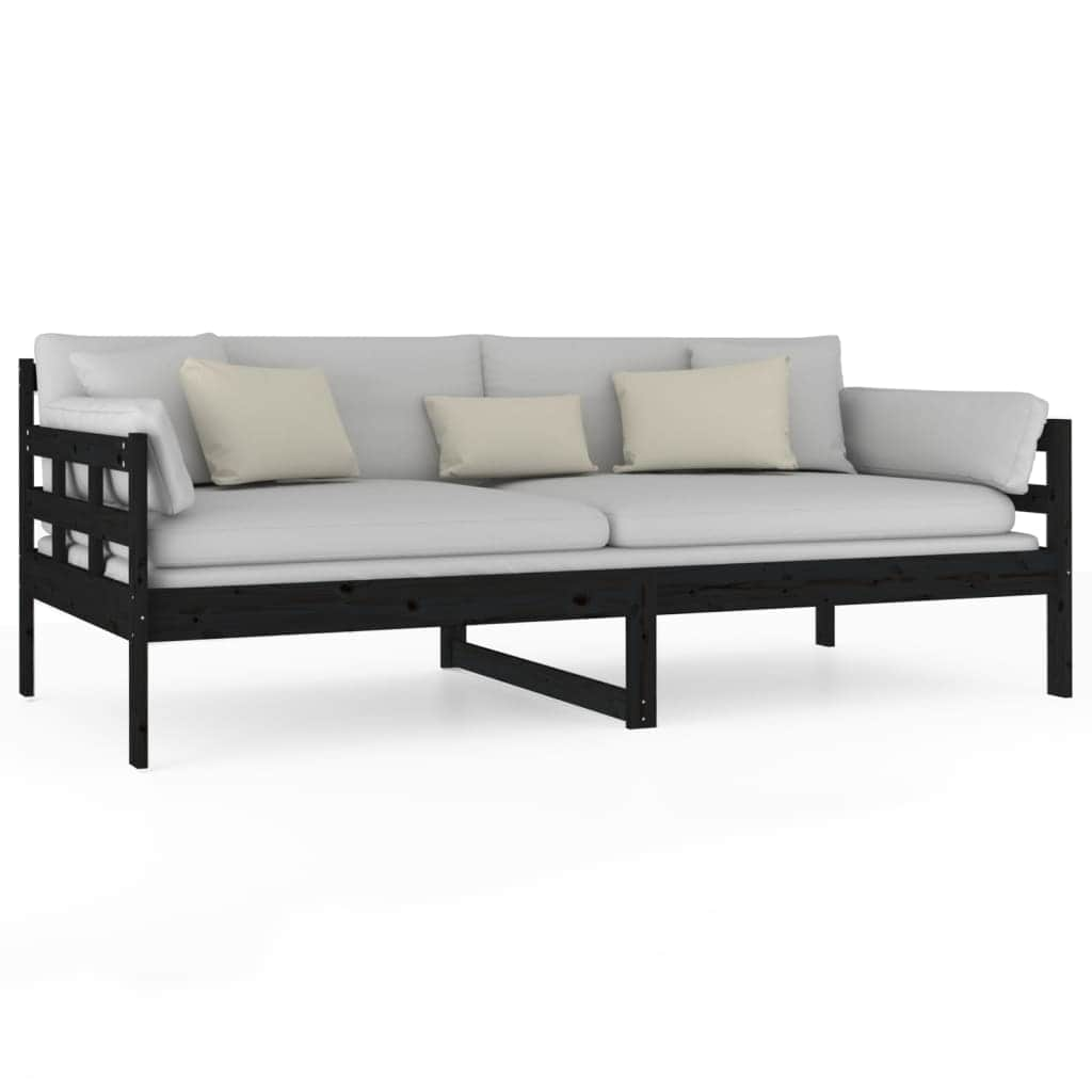 Day Bed Black Solid Wood Pine  Single Size