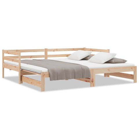 Day Bed with Trundle Solid Wood Pine Single Size