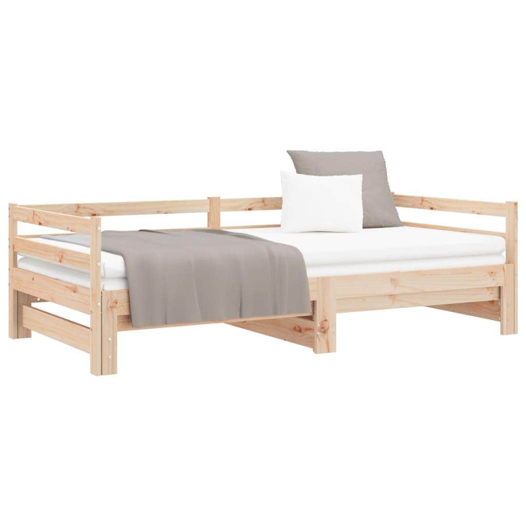 Day Bed with Trundle Solid Wood Pine Single Size