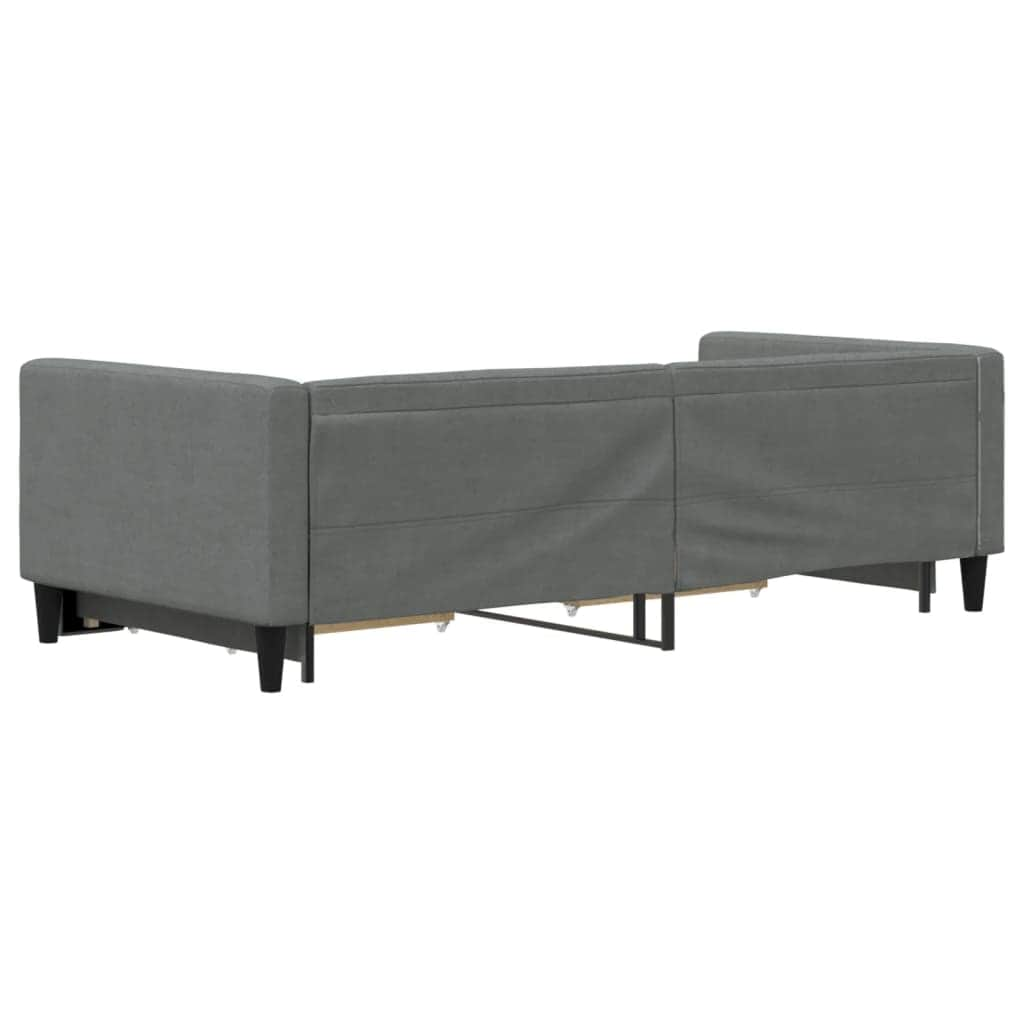 Daybed with Trundle and Drawers Dark Grey Fabric