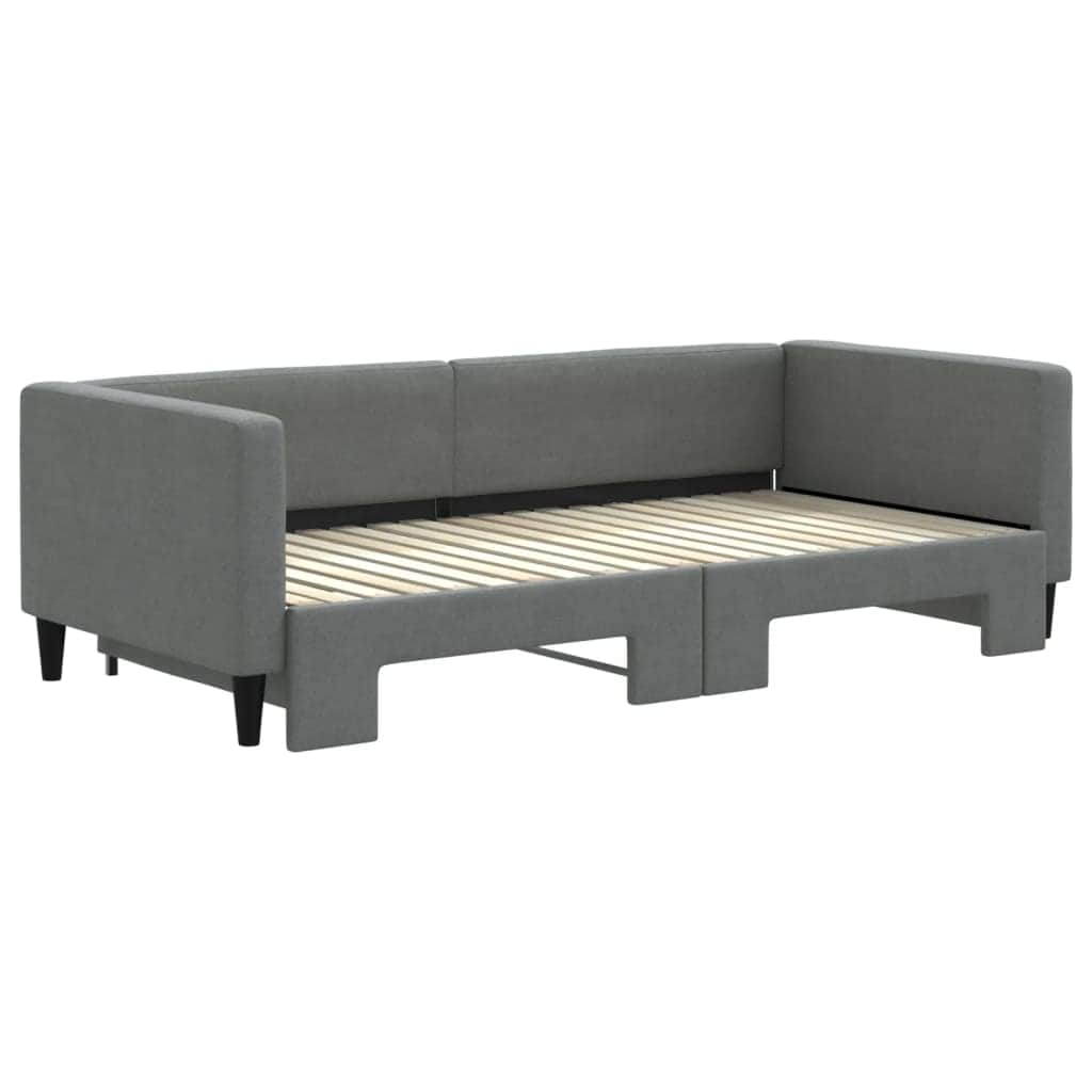 Daybed with Trundle and Drawers Dark Grey Fabric