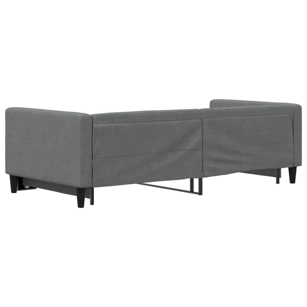 Daybed with Trundle and Drawers Dark Grey Fabric