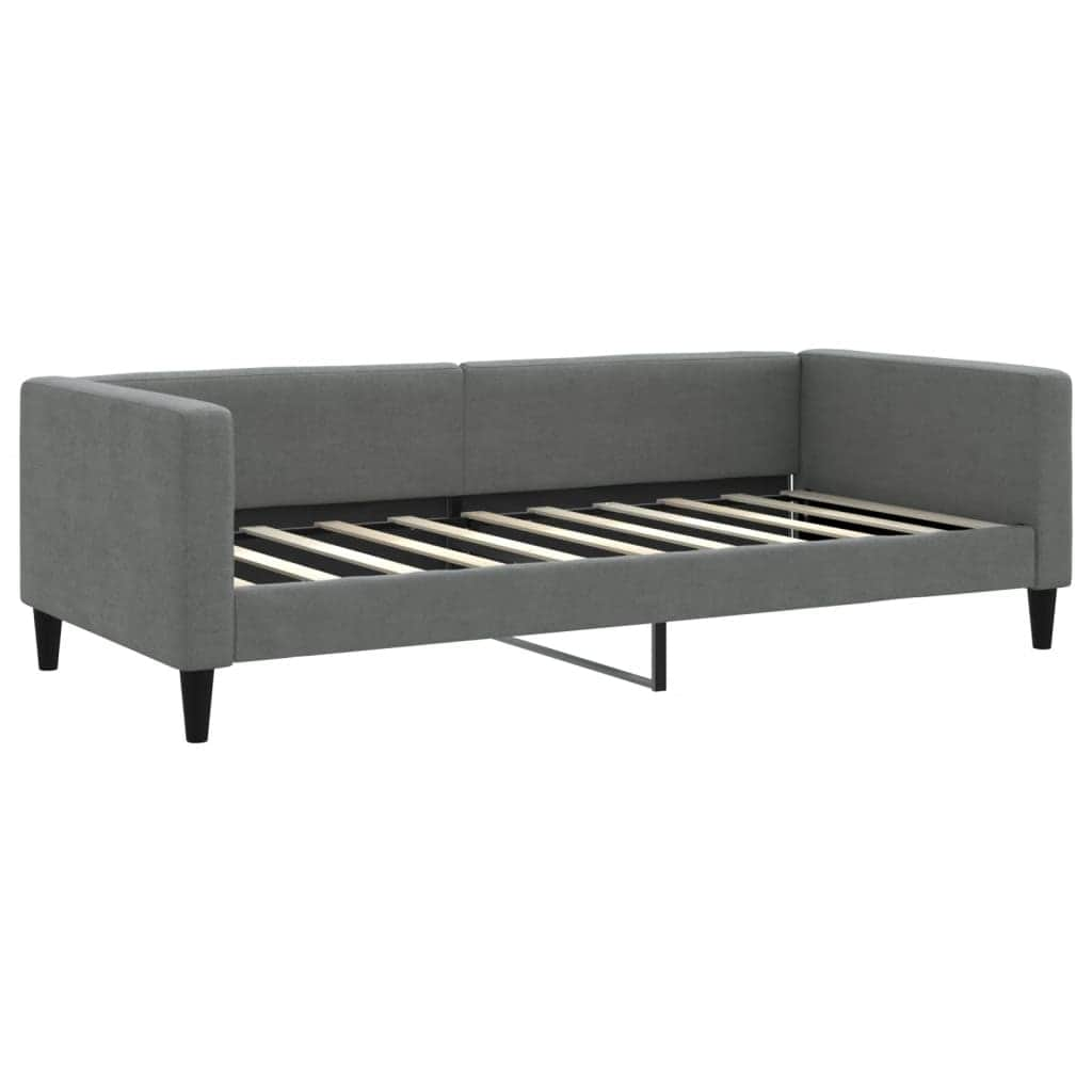 Daybed with Trundle and Drawers Dark Grey Fabric