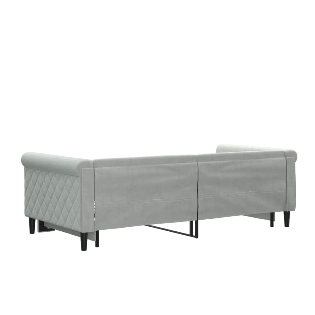 Daybed with Trundle Light Grey Velvet Single Size