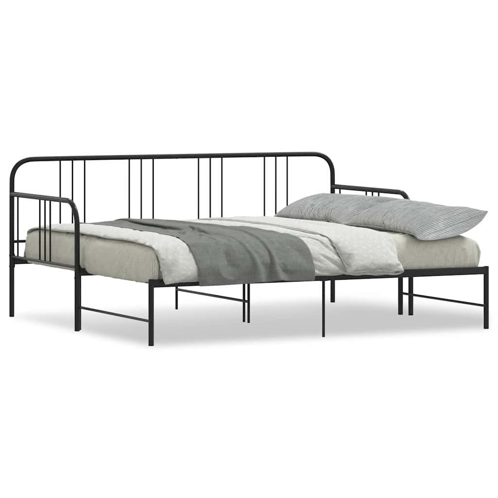 Daybed with Trundle without Mattress Black Single Metal