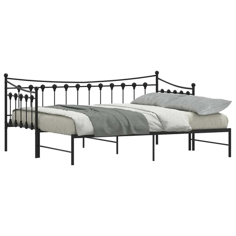 Daybed with Trundle without Mattress Black Single - Metal