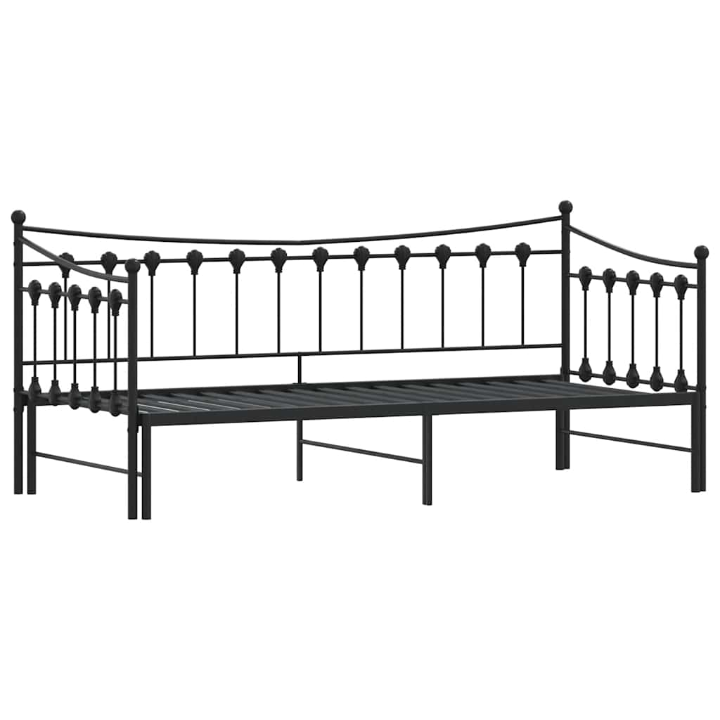 Daybed with Trundle without Mattress Black Single - Metal