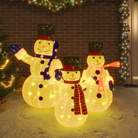 Decorative Christmas Snowman Family Figures with LED Luury Fabric