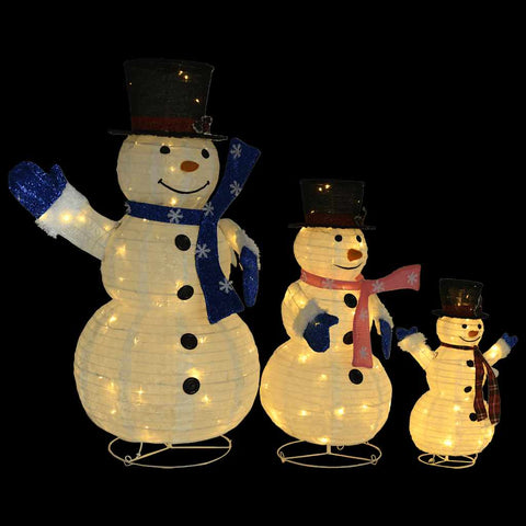 Decorative Christmas Snowman Family Figures with LED Luury Fabric