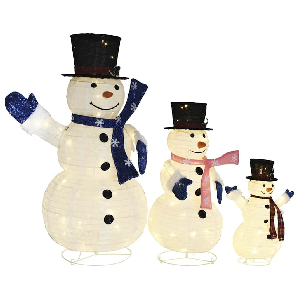 Decorative Christmas Snowman Family Figures with LED Luury Fabric