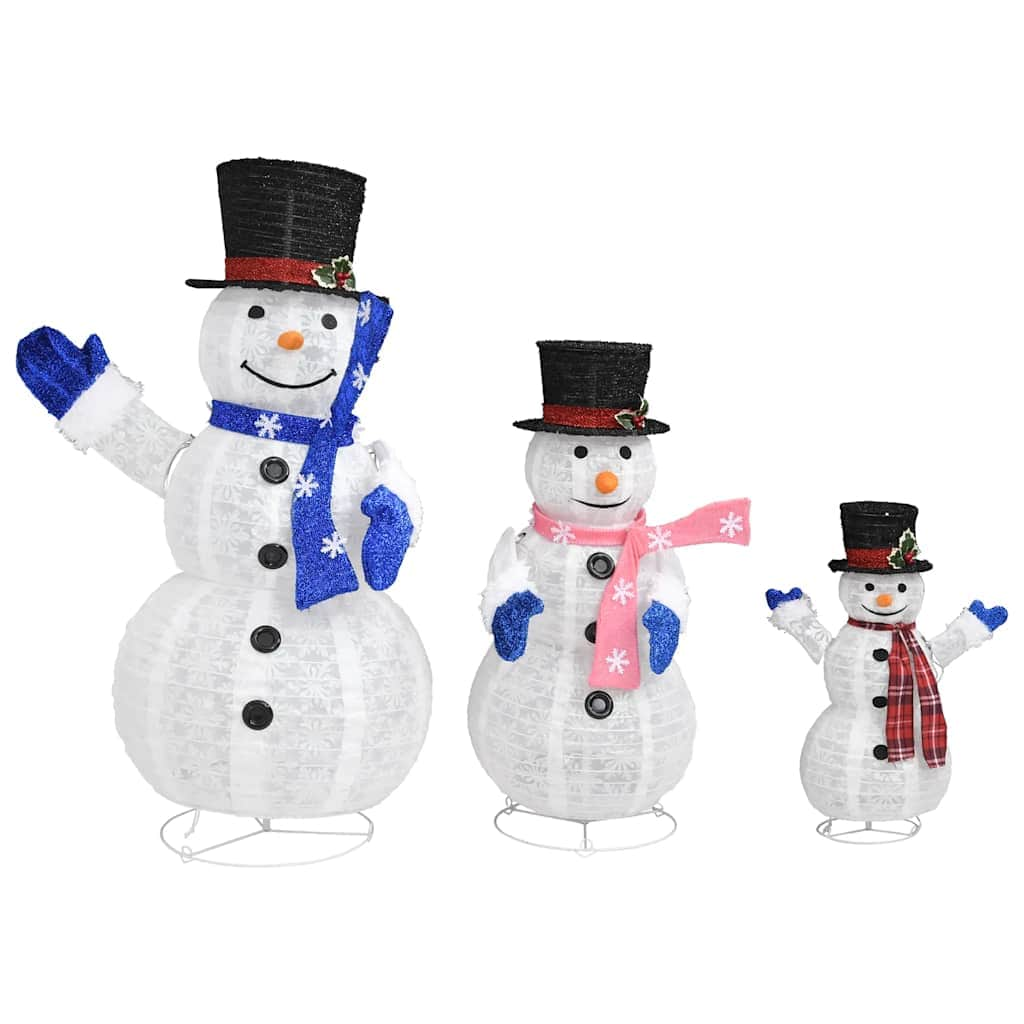 Decorative Christmas Snowman Family Figures with LED Luury Fabric