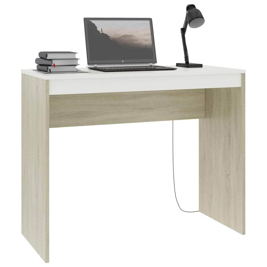 Desk White and Sonoma Oak Chipboard