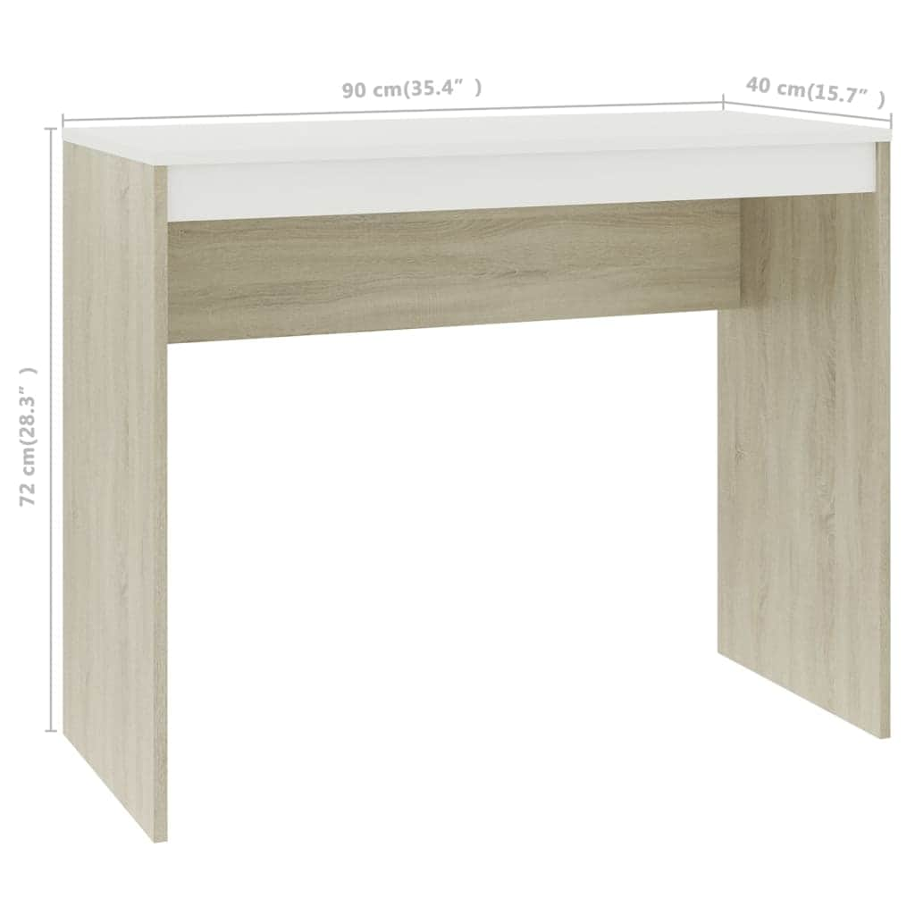 Desk White and Sonoma Oak Chipboard