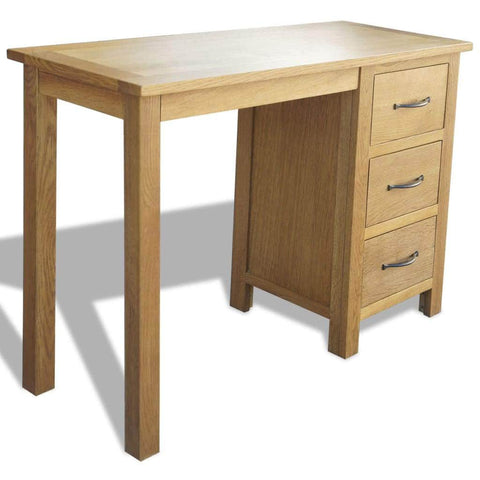 Desk with 3 Drawers Solid Oak Wood