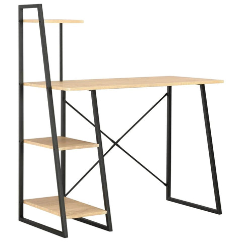 Desk with Shelving Unit Black and Oak