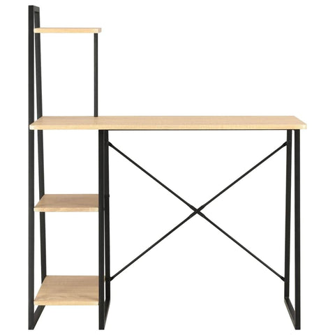 Desk with Shelving Unit Black and Oak