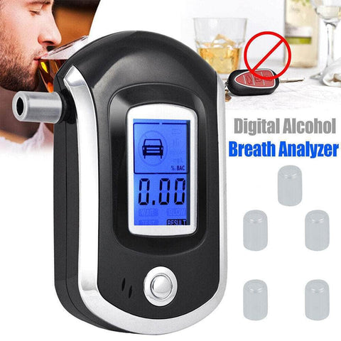 Digital Breath Alcohol Breathalyser Alcohol Breath Tester LCD with 5 Mouthpieces