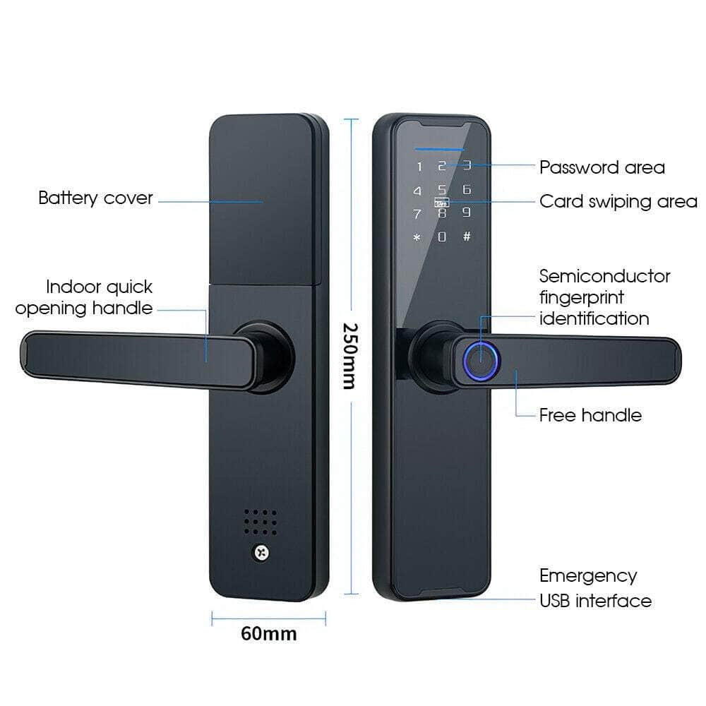 Digital Smart Door Lock Fingerprint, App, Key Card