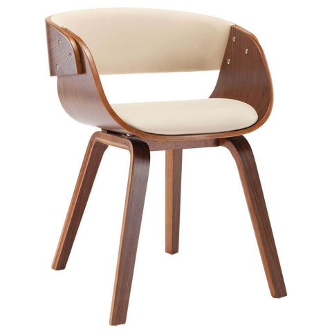 Dining Chair Cream Bent Wood and Leather