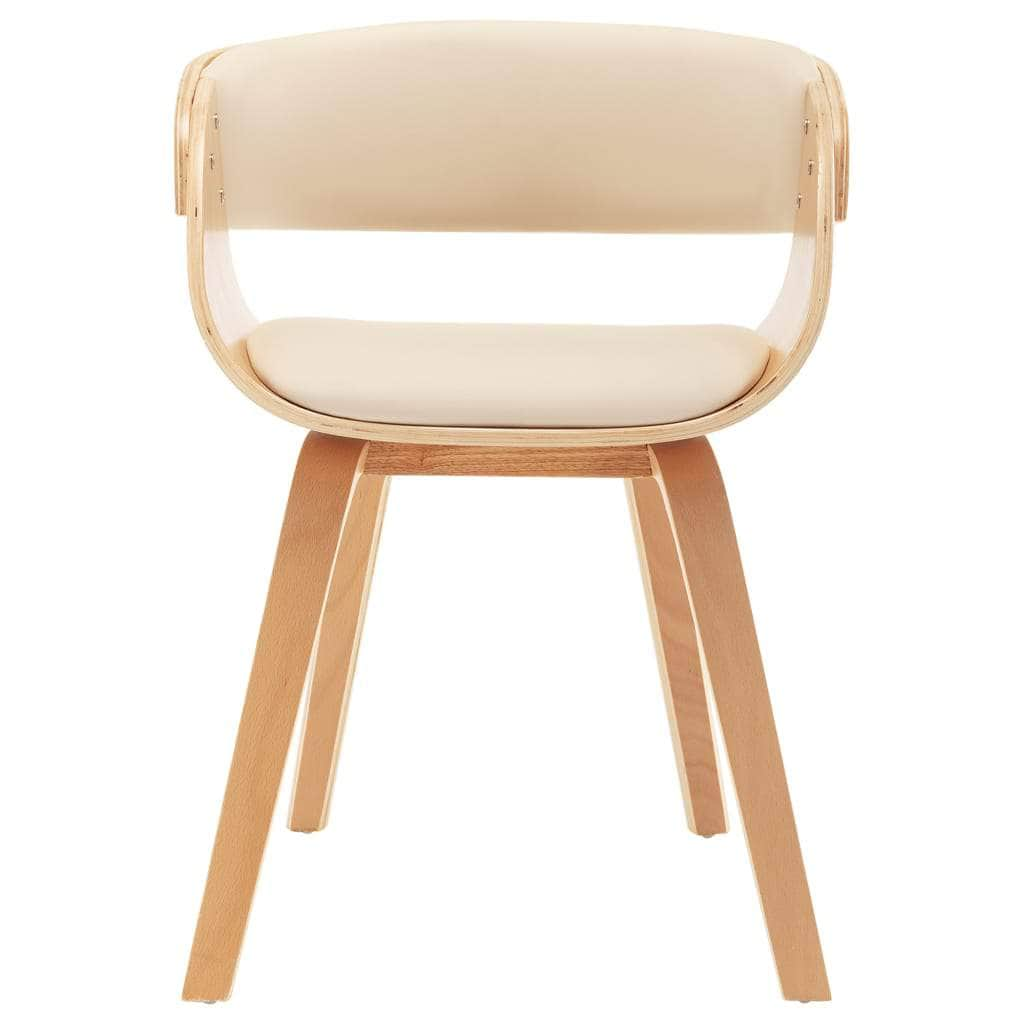 Dining Chair Cream Bent Wood and Leather