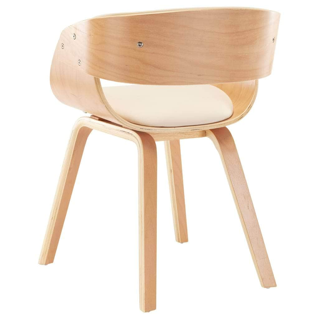 Dining Chair Cream Bent Wood and Leather