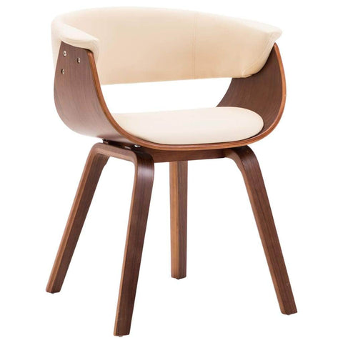 Dining Chair Cream Bent Wood and Leather