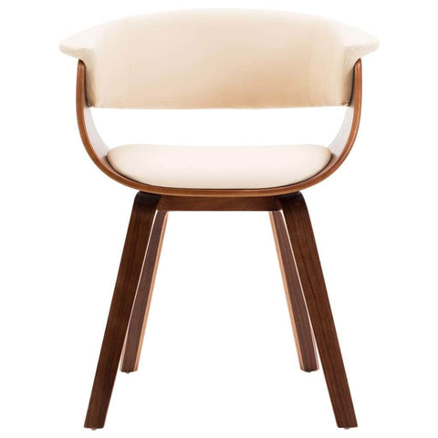 Dining Chair Cream Bent Wood and Leather