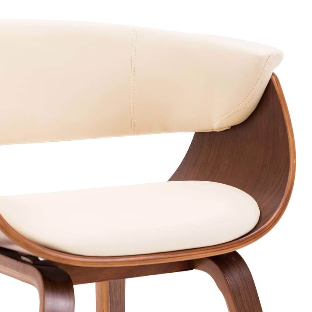 Dining Chair Cream Bent Wood and Leather