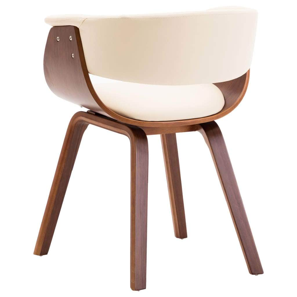 Dining Chair Cream Bent Wood and Leather