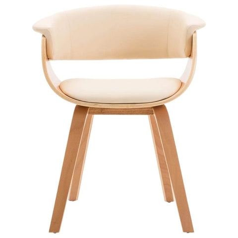 Dining Chair Cream Bent Wood and Leather