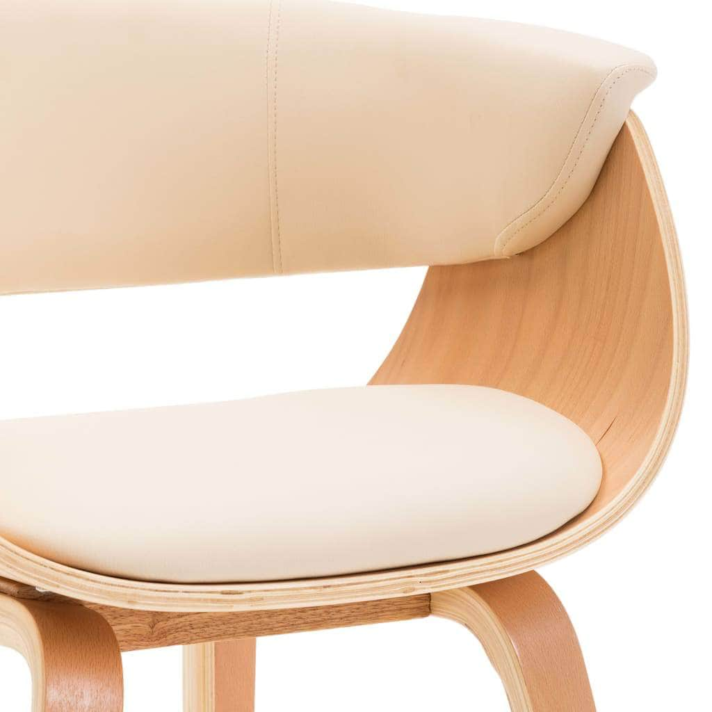 Dining Chair Cream Bent Wood and Leather