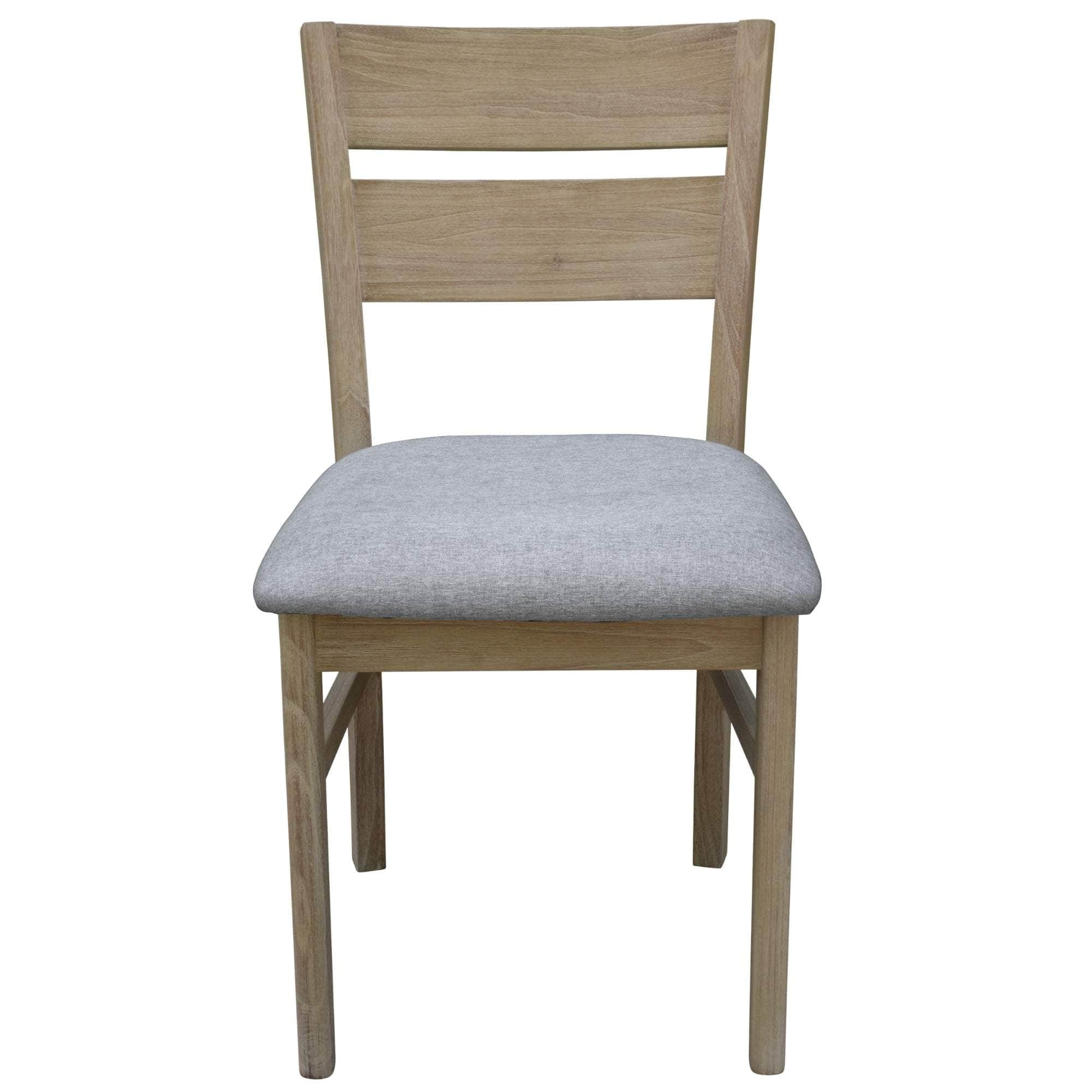 Dining Chair Fabric Seat Solid Acacia Timber Wood Brushed Smoke