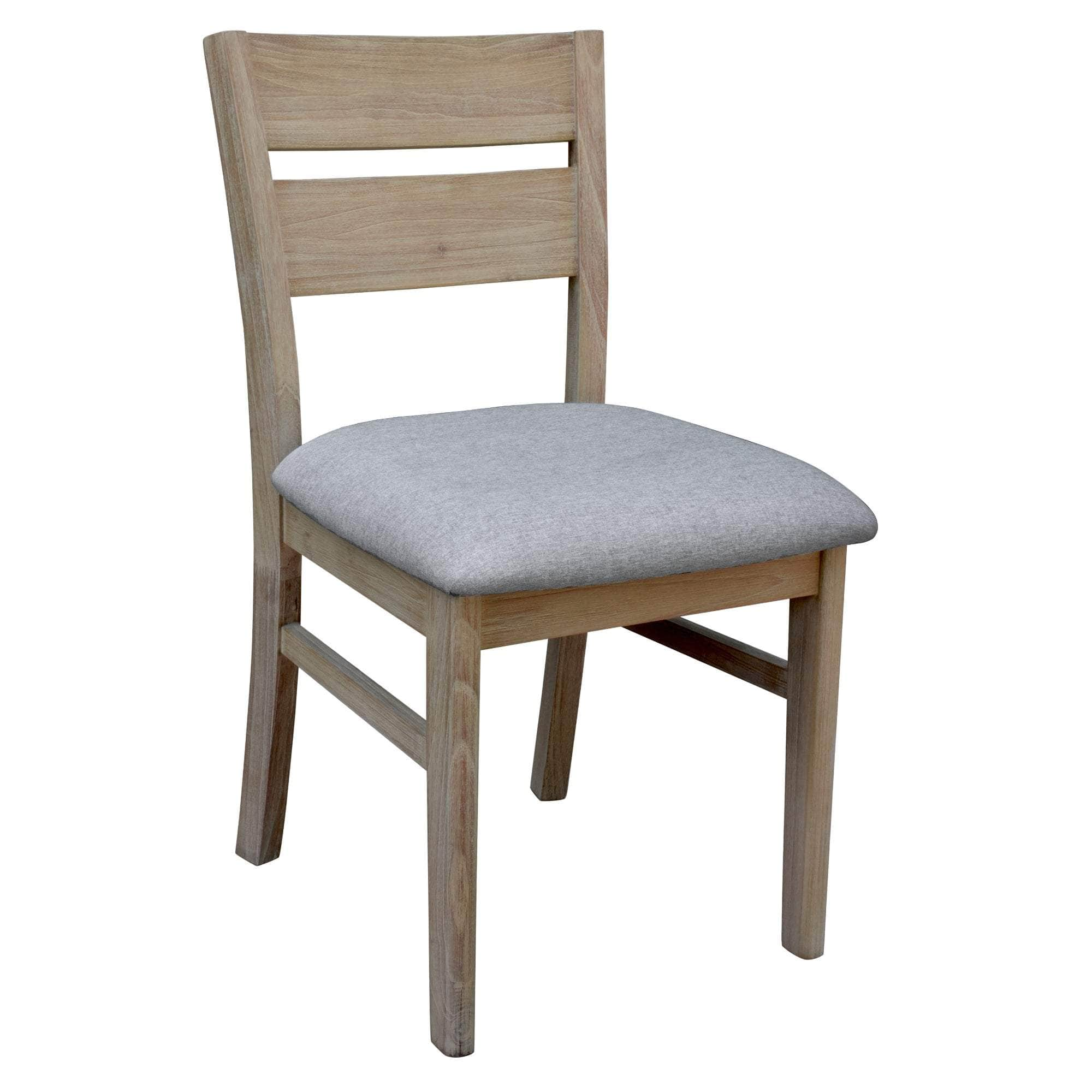 Dining Chair Fabric Seat Solid Acacia Timber Wood Brushed Smoke