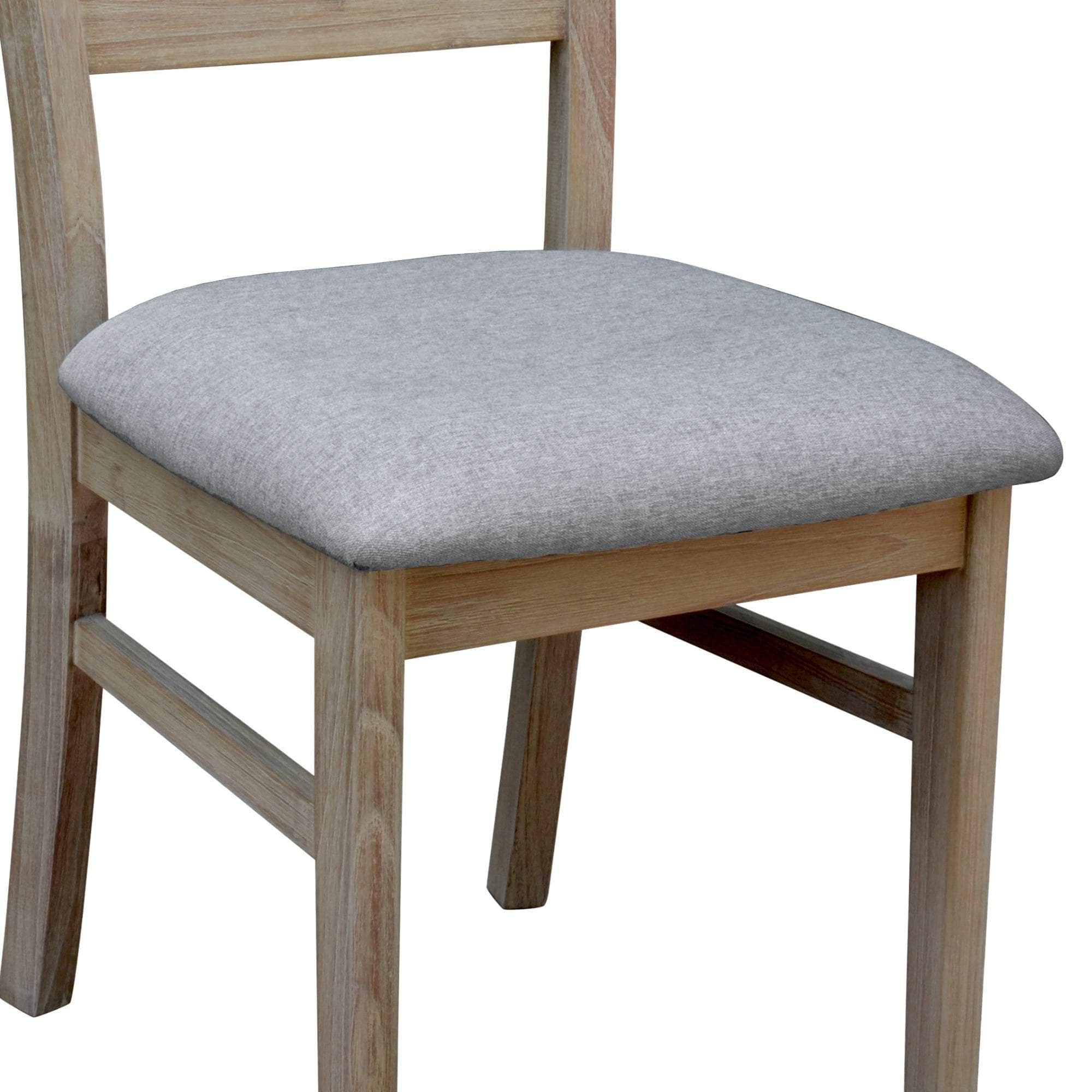 Dining Chair Fabric Seat Solid Acacia Timber Wood Brushed Smoke