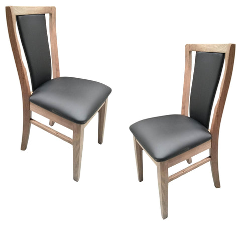 Dining Chair Pu Leather Seat Padded Back Solid Oak Timber Wood