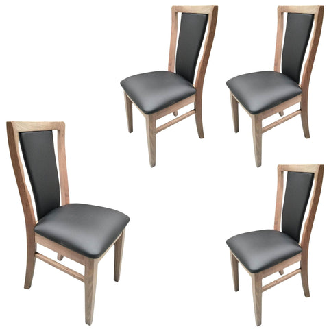 Dining Chair Pu Leather Seat Padded Back Solid Oak Timber Wood