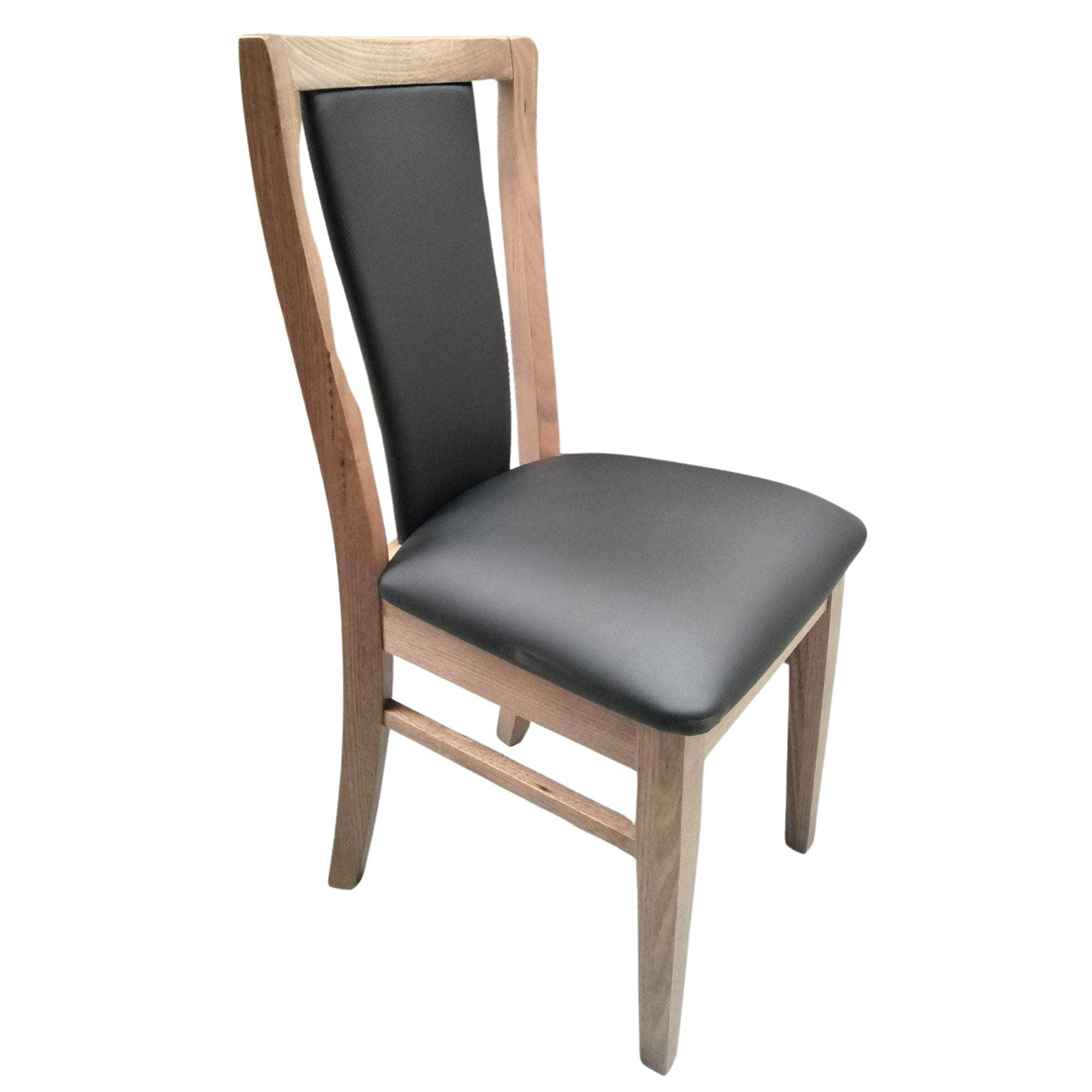 Dining Chair Pu Leather Seat Padded Back Solid Oak Timber Wood