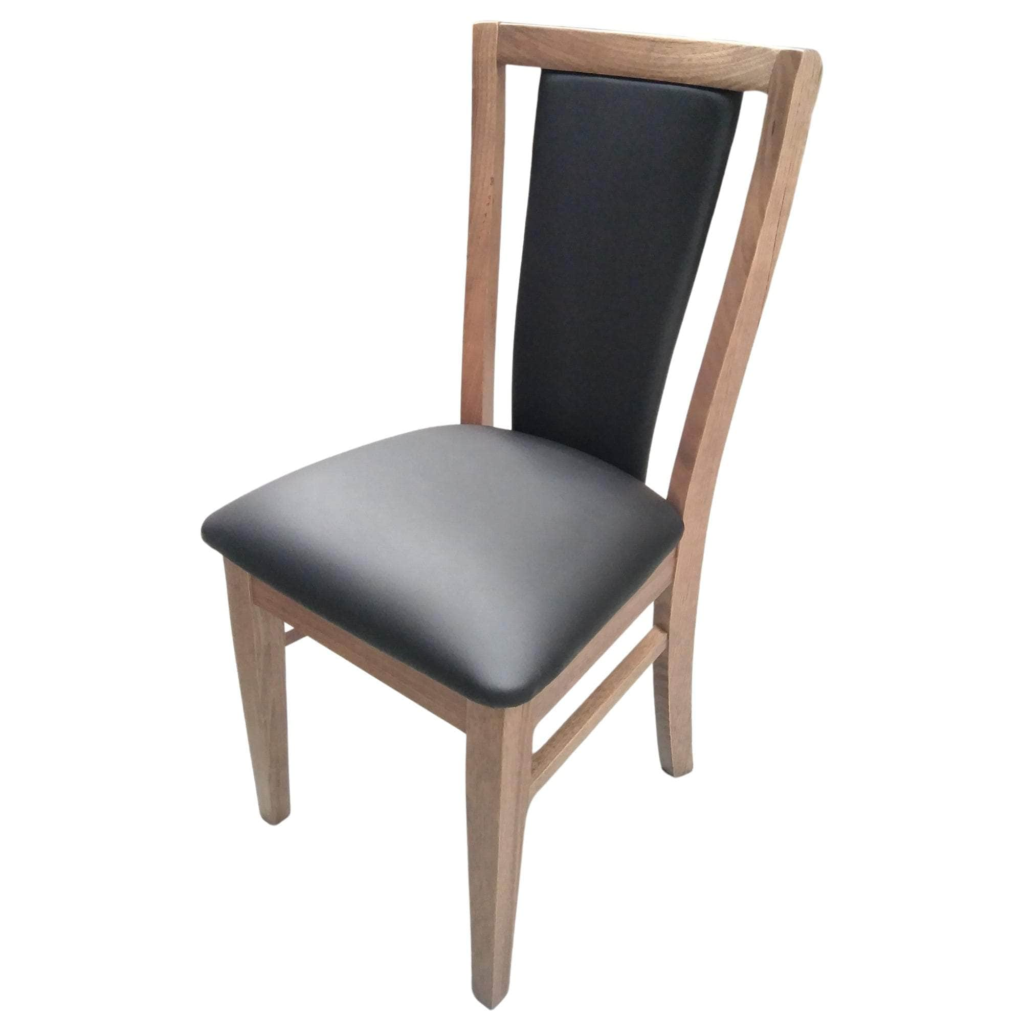 Dining Chair Pu Leather Seat Padded Back Solid Oak Timber Wood