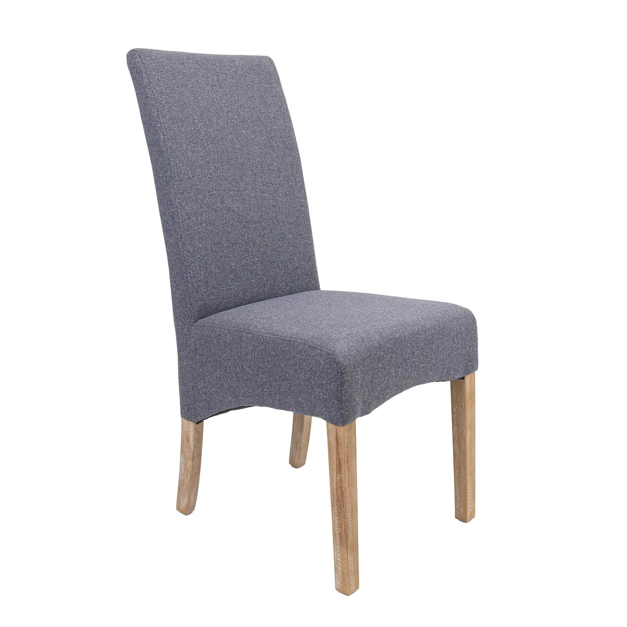 Dining Chair Set Of 2 Fabric Seat Solid Pine Wood Furniture - Grey