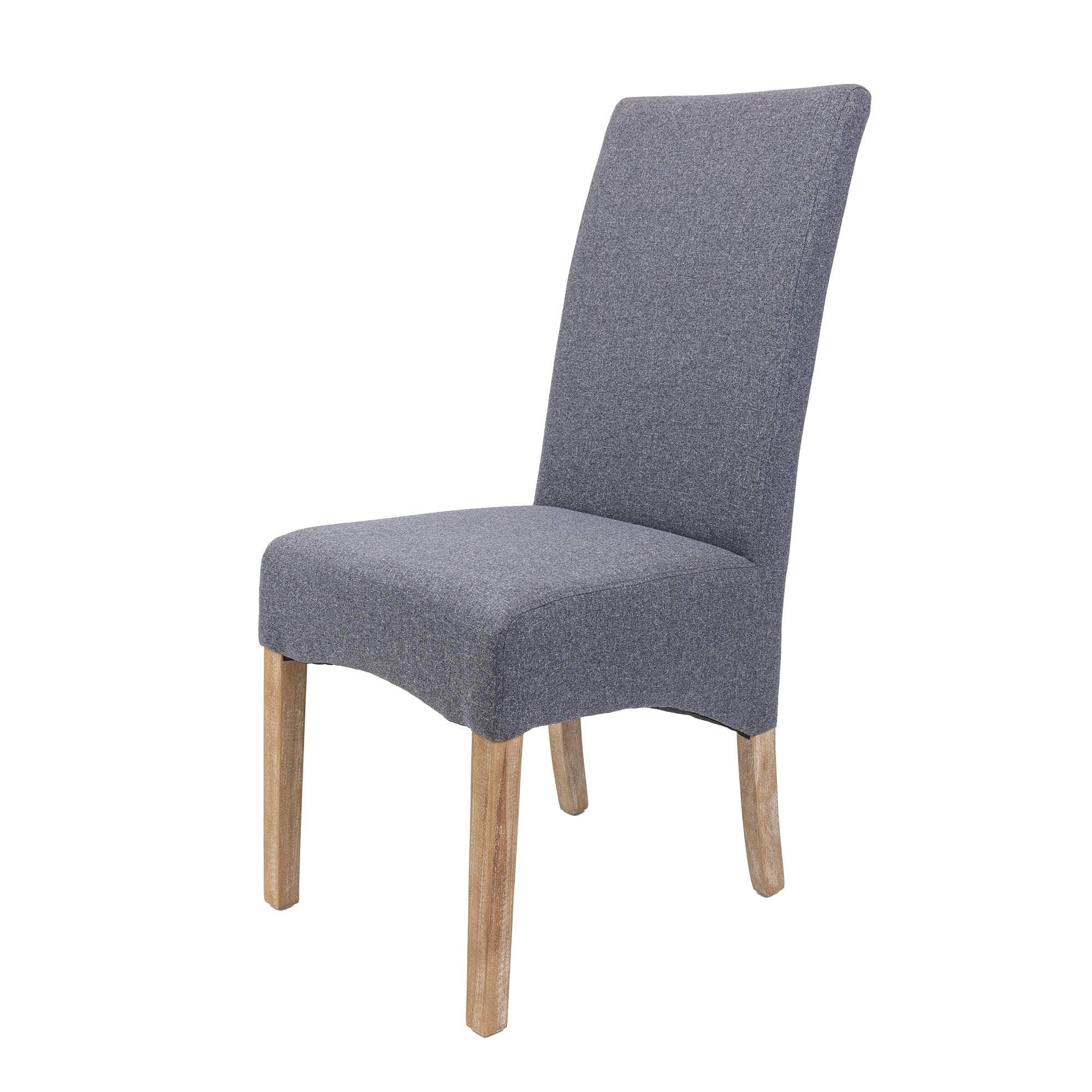 Dining Chair Set Of 2 Fabric Seat Solid Pine Wood Furniture - Grey