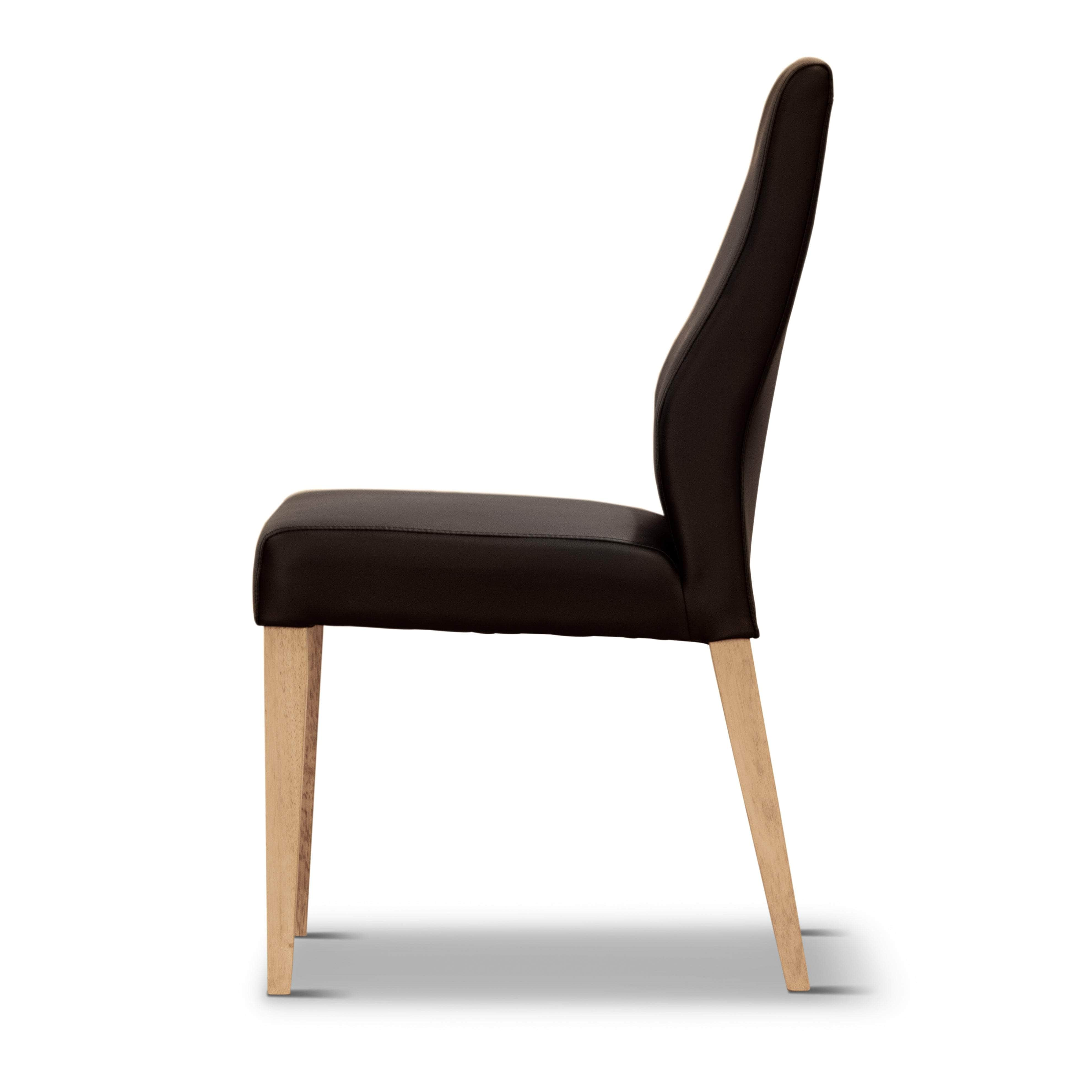 Dining Chair Set Of 2 Pu Leather Seat Solid Messmate Timber - Black