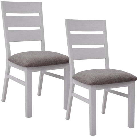 Dining Chair Set Of 2 Solid Acacia Wood Dining Furniture - White Brush