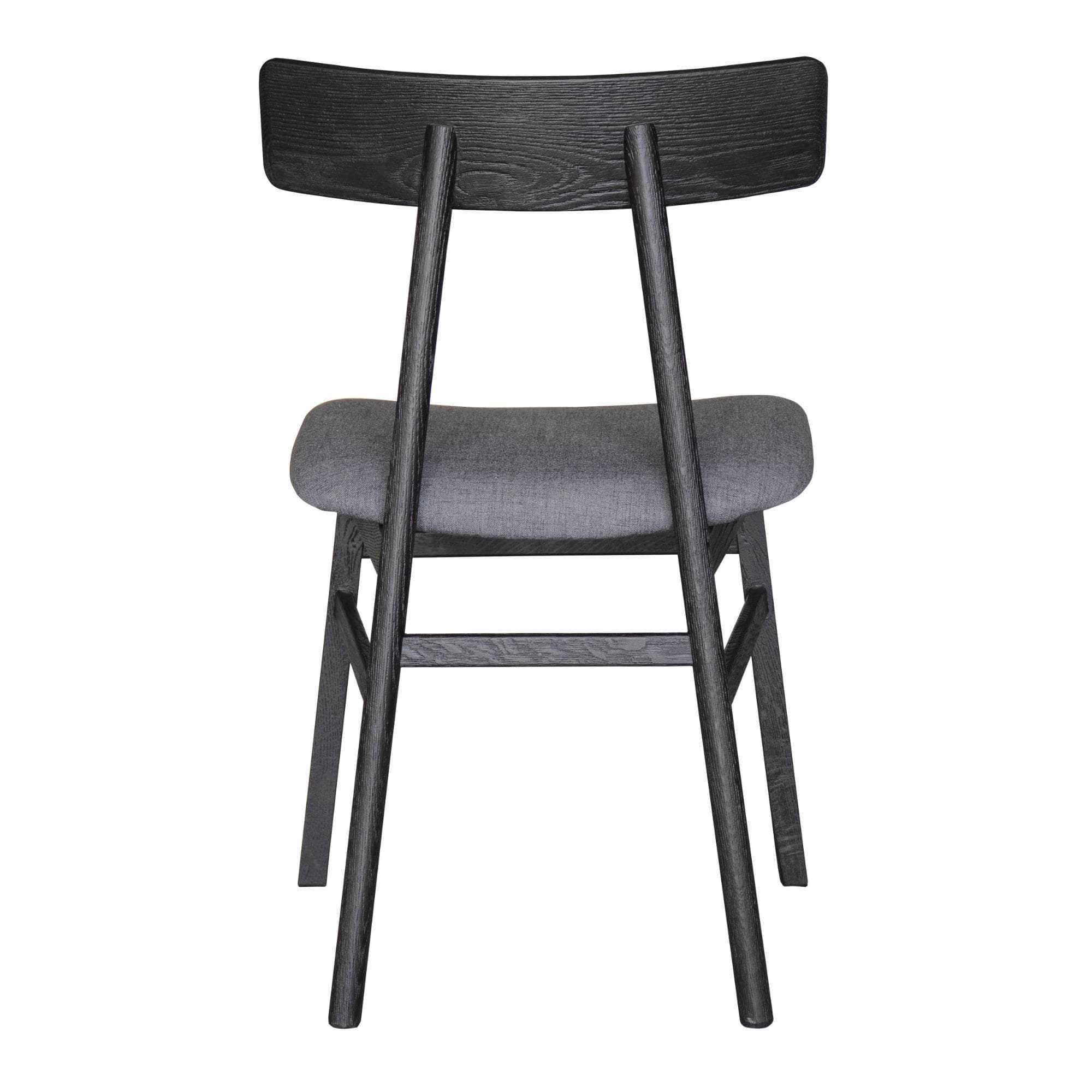 Dining Chair Set Of 2 Solid Oak Wood Fabric Seat Furniture - Black