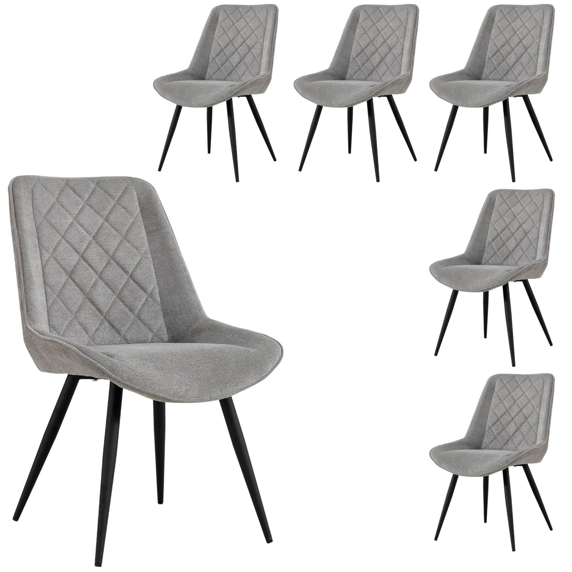 Dining Chair Set Of 4/6 Fabric Seat With Metal Frame - Granite